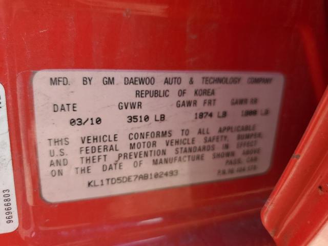 Photo 10 from auction – 2010 CHEVROLET AVEO LS with VIN KL1TD5DE7AB102493