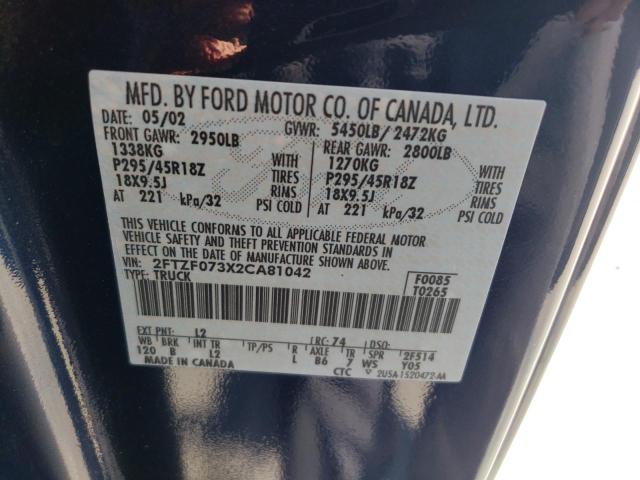 Photo 10 from auction – 2002 FORD F150 SVT L with VIN 2FTZF073X2CA81042