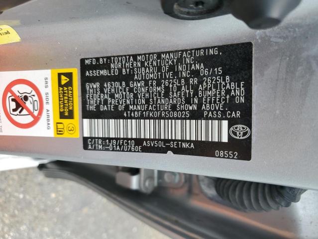 Photo 10 from auction – 2015 TOYOTA CAMRY LE with VIN 4T4BF1FK0FR508025