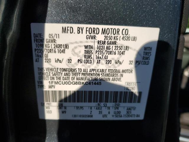 Photo 10 from auction – 2011 FORD ESCAPE XLT with VIN 1FMCU0DG8BKC41445