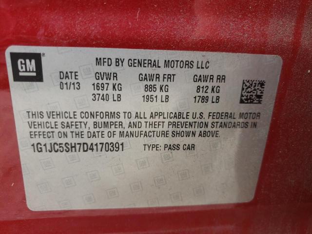 Photo 10 from auction – 2013 CHEVROLET SONIC LT with VIN 1G1JC5SH7D4170391