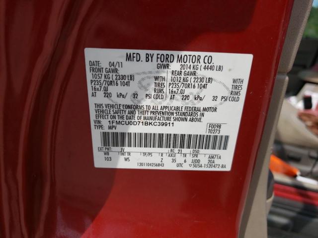 Photo 10 from auction – 2011 FORD ESCAPE XLT with VIN 1FMCU0D71BKC39911