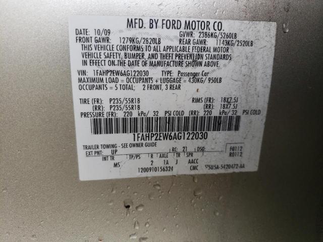 Zdjęcie 10 z aukcji – 2010 FORD TAURUS SEL z VIN 1FAHP2EW6AG122030