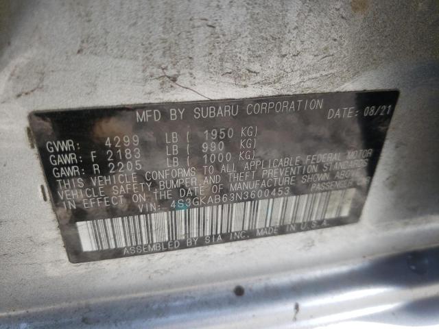 Photo 10 from auction – 2022 SUBARU IMPREZA with VIN 4S3GKAB63N3600453