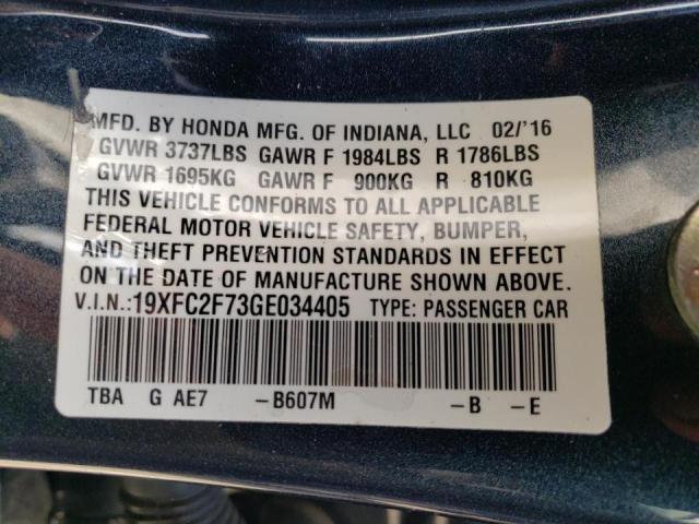 Photo 10 from auction – 2016 HONDA CIVIC EX with VIN 19XFC2F73GE034405