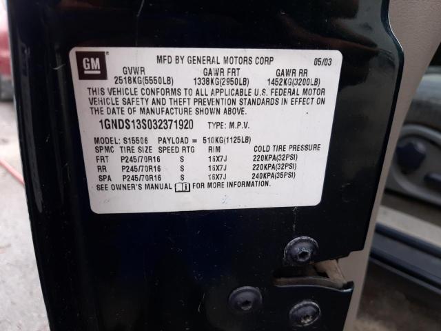 Photo 10 from auction – 2003 CHEVROLET TRAILBLAZE with VIN 1GNDS13S032371920