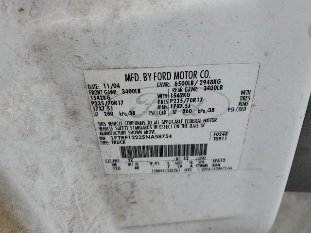 Photo 10 from auction – 2005 FORD F150 with VIN 1FTRF12235NA58754