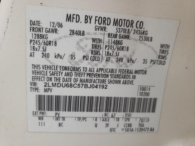 Photo 10 from auction – 2007 LINCOLN MKX with VIN 2LMDU68C57BJ04192