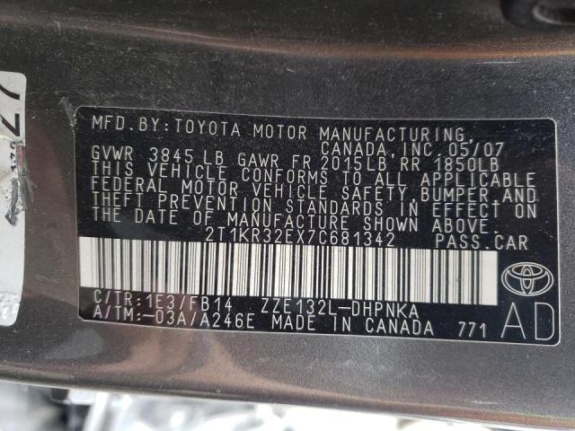 Photo 10 from auction – 2007 TOYOTA MATRIX with VIN 2T1KR32EX7C681342