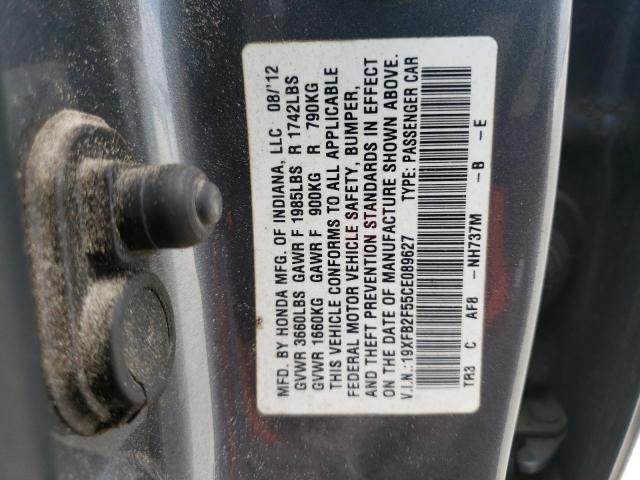 Photo 10 from auction – 2012 HONDA CIVIC LX with VIN 19XFB2F55CE089627