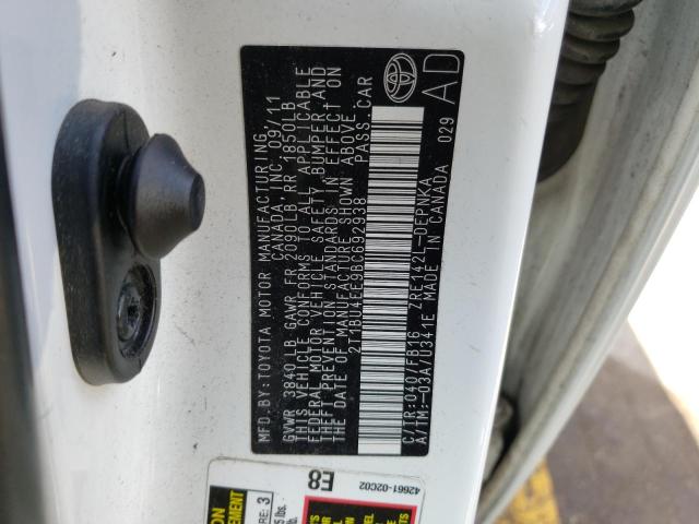 Photo 10 from auction – 2011 TOYOTA COROLLA BA with VIN 2T1BU4EE9BC692938