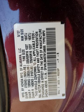 Photo 10 from auction – 2007 HONDA ODYSSEY EX with VIN 5FNRL38457B134666