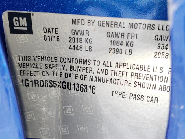 Photo 10 from auction – 2016 CHEVROLET VOLT LTZ with VIN 1G1RD6S5XGU136316