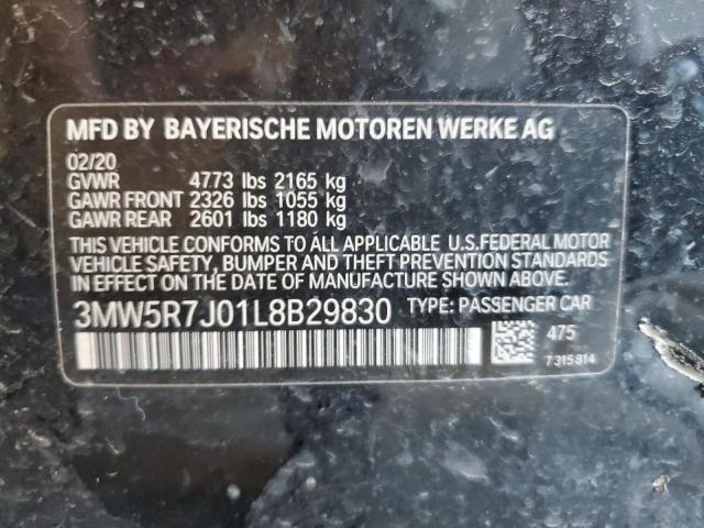 Photo 10 from auction – 2020 BMW 330XI with VIN 3MW5R7J01L8B29830