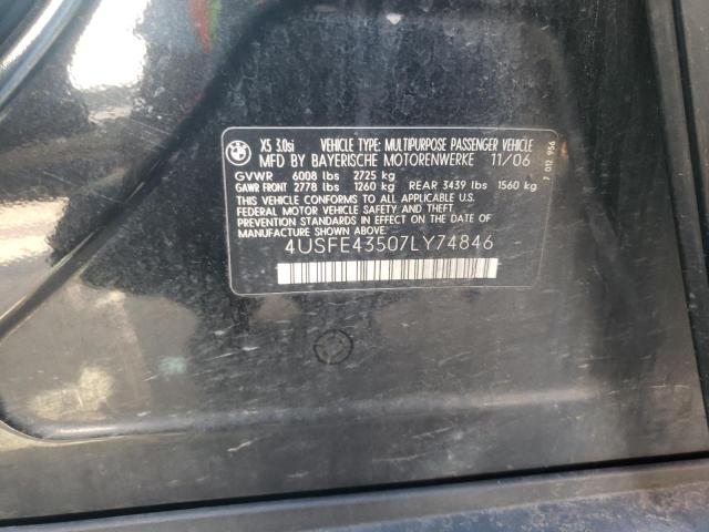 Photo 10 from auction – 2007 BMW X5 3.0I with VIN 4USFE43507LY74846