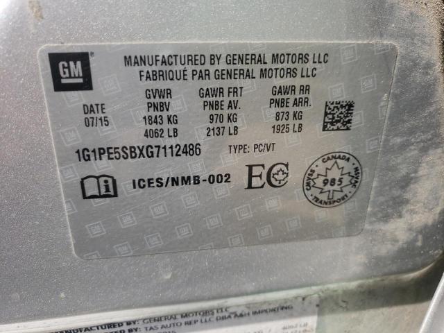 Photo 10 from auction – 2016 CHEVROLET CRUZE with VIN 1G1PE5SBXG7112486