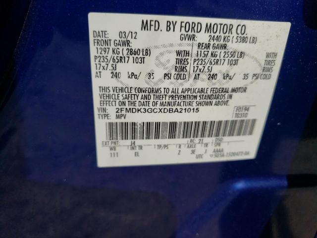 Photo 10 from auction – 2013 FORD EDGE SE with VIN 2FMDK3GCXDBA21015