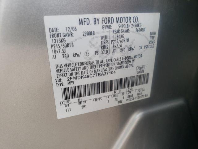 Photo 10 from auction – 2007 FORD EDGE SEL P with VIN 2FMDK49C77BA27104