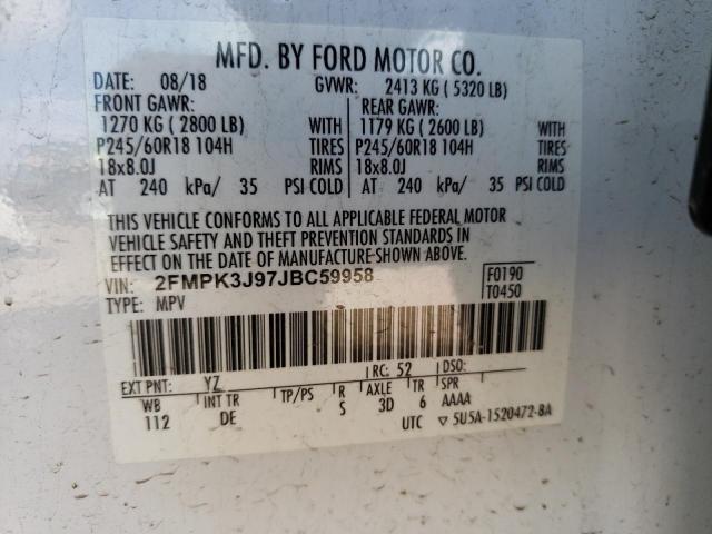 Photo 10 from auction – 2018 FORD EDGE SEL with VIN 2FMPK3J97JBC59958