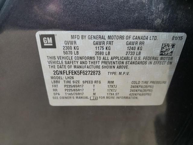 Photo 10 from auction – 2015 CHEVROLET EQUINOX LT with VIN 2GNFLFEK5F6272873