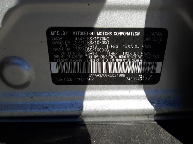 Photo 10 from auction – 2019 MITSUBISHI OUTLANDER with VIN JA4AR3AU3KU024988