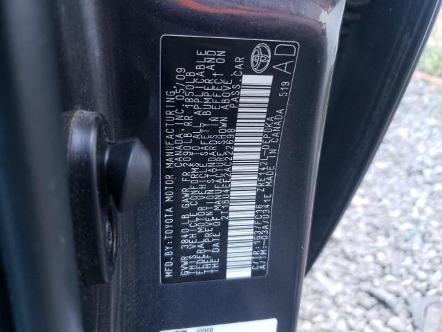 Photo 10 from auction – 2010 TOYOTA COROLLA BA with VIN 2T1BU4EE2AC222698