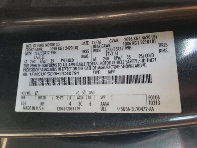 Photo 10 from auction – 2017 FORD ESCAPE SE with VIN 1FMCU0GD9HUC48791