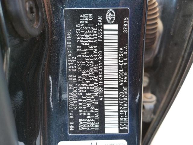 Photo 10 from auction – 2012 TOYOTA CAMRY BASE with VIN 4T1BF1FK9CU114920