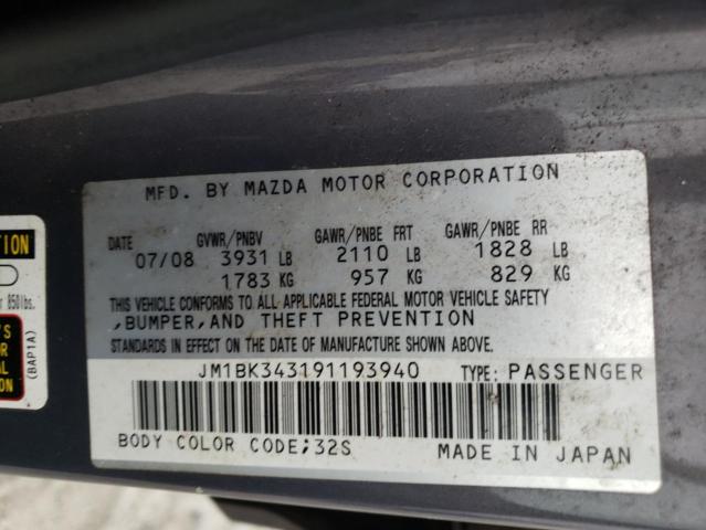 Photo 10 from auction – 2009 MAZDA 3 S with VIN JM1BK343191193940
