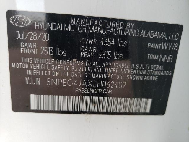 Photo 10 from auction – 2020 HYUNDAI SONATA SE with VIN 5NPEG4JAXLH062402