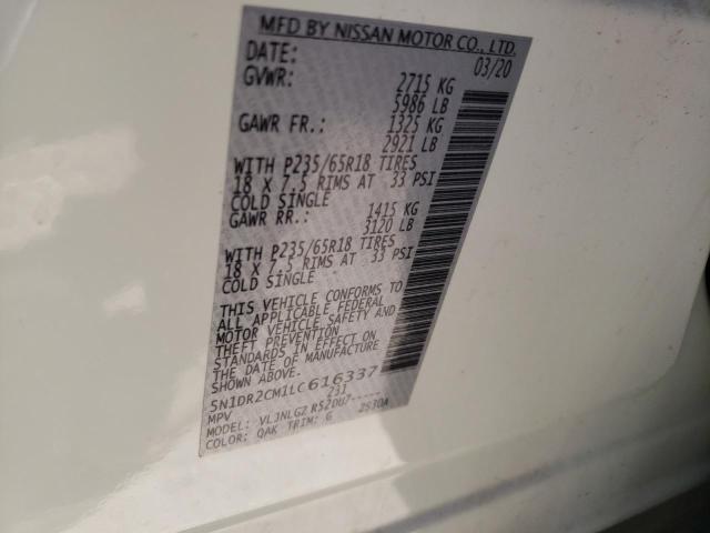Photo 10 from auction – 2020 NISSAN PATHFINDER with VIN 5N1DR2CM1LC616337