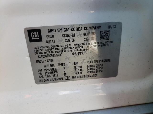 Photo 10 from auction – 2014 BUICK ENCORE with VIN KL4CJGSB0EB577490