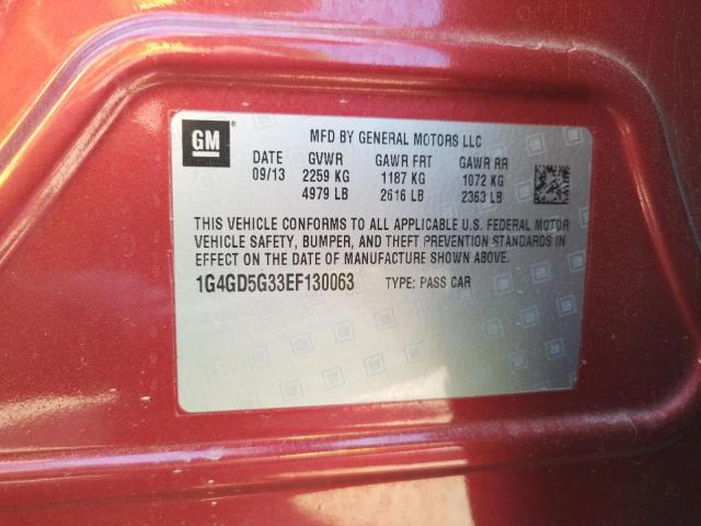 Photo 10 from auction – 2014 BUICK LACROSSE P with VIN 1G4GD5G33EF130063