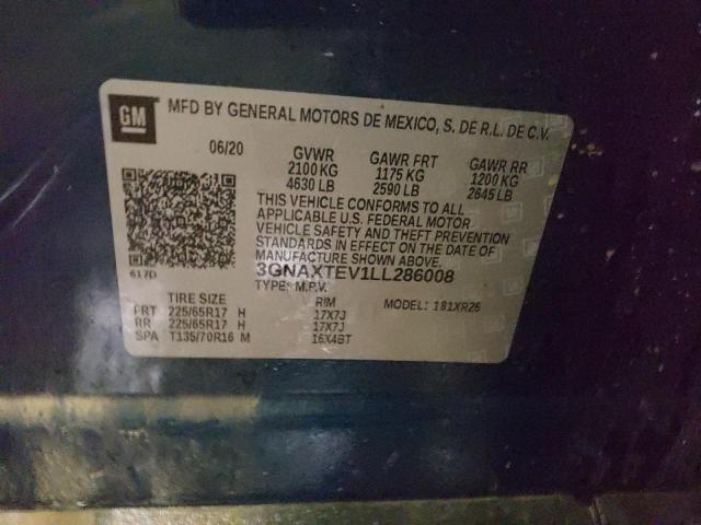 Photo 10 from auction – 2020 CHEVROLET EQUINOX LT with VIN 3GNAXTEV1LL286008