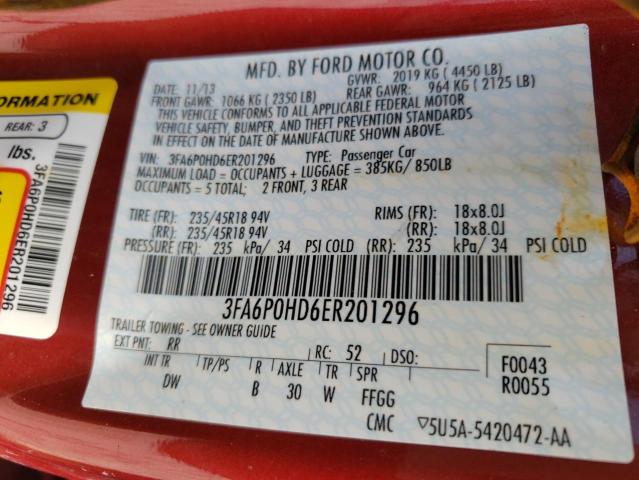 Photo 10 from auction – 2014 FORD FUSION SE with VIN 3FA6P0HD6ER201296