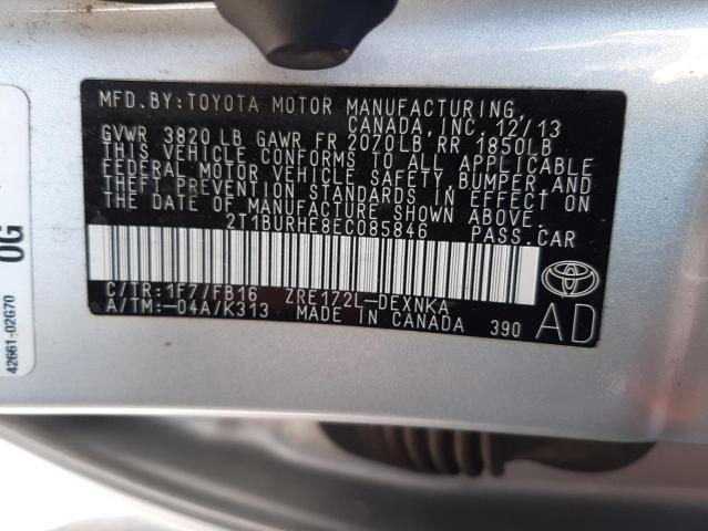Photo 10 from auction – 2014 TOYOTA COROLLA L with VIN 2T1BURHE8EC085846