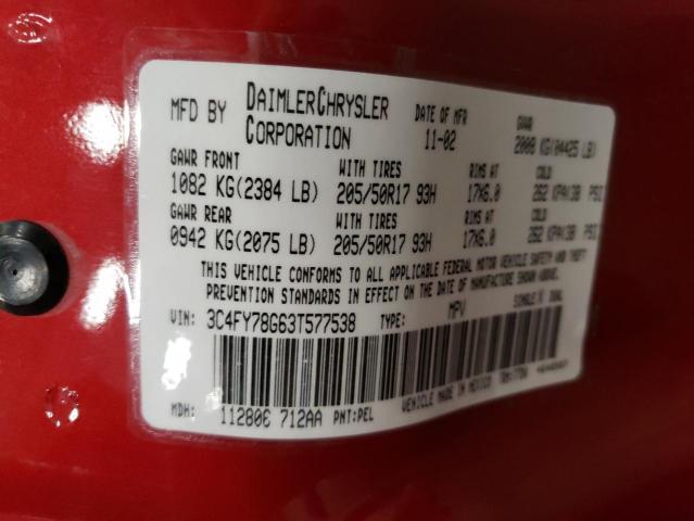 Photo 10 from auction – 2003 CHRYSLER PT CRUISER with VIN 3C4FY78G63T577538