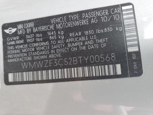 Photo 10 from auction – 2011 MINI COOPER CLU with VIN WMWZF3C52BTY00568