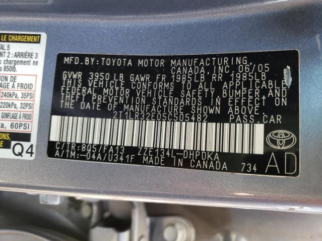 Photo 10 from auction – 2005 TOYOTA COROLLA MA with VIN 2T1LR32E05C505482