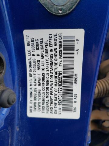 Photo 10 from auction – 2017 HONDA CIVIC EXL with VIN 19XFC1F72HE022791