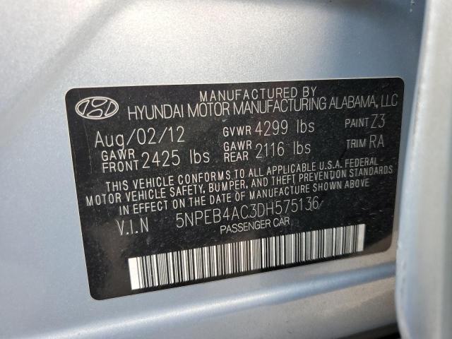 Photo 10 from auction – 2013 HYUNDAI SONATA GLS with VIN 5NPEB4AC3DH575136