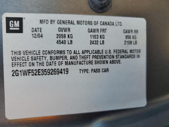 Photo 10 from auction – 2005 CHEVROLET IMPALA with VIN 2G1WF52E359269419