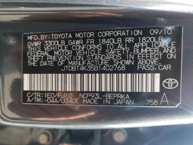 Photo 10 from auction – 2011 TOYOTA YARIS with VIN JTDBT4K35B1402768