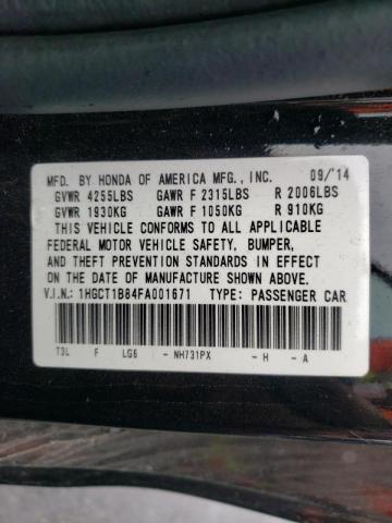 Photo 10 from auction – 2015 HONDA ACCORD EXL with VIN 1HGCT1B84FA001671
