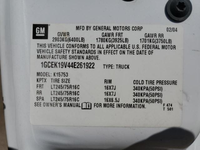 Photo 10 from auction – 2004 CHEVROLET SILVERADO with VIN 1GCEK19V44E261922