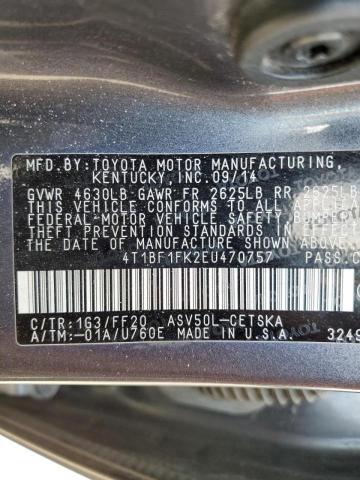 Photo 10 from auction – 2014 TOYOTA CAMRY L with VIN 4T1BF1FK2EU470757