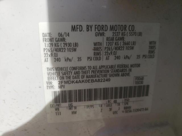 Photo 10 from auction – 2014 FORD EDGE SPORT with VIN 2FMDK4AK0EBA82249