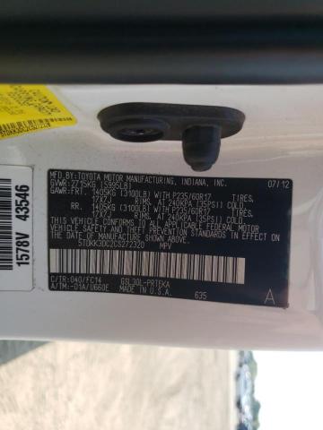 Photo 10 from auction – 2012 TOYOTA SIENNA LE with VIN 5TDKK3DC2CS272320