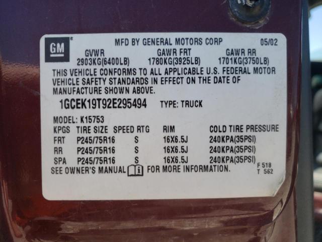 Photo 10 from auction – 2002 CHEVROLET SILVERADO with VIN 1GCEK19T92E295494