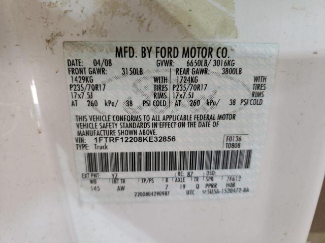 Photo 10 from auction – 2008 FORD F150 with VIN 1FTRF12208KE32856